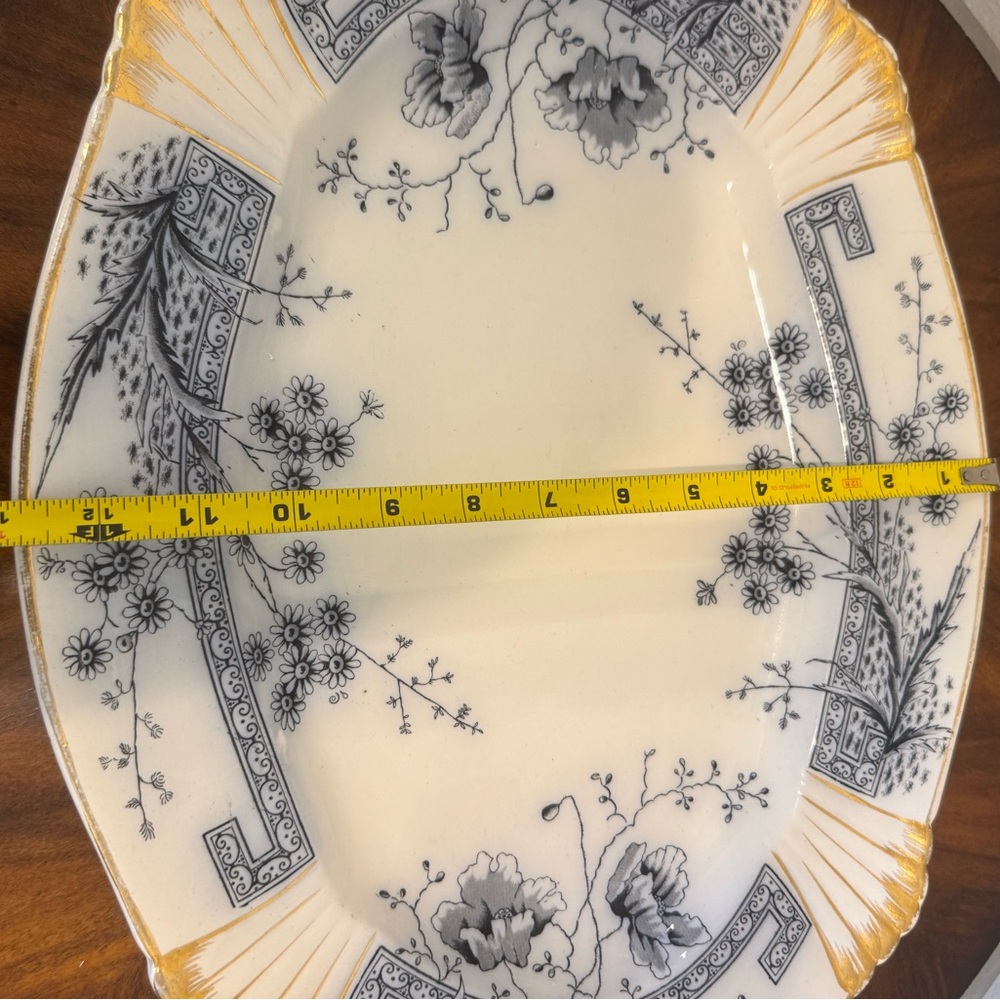 Antique CH & H Tunstall Windsor Blue Flow 17 1/2” Art Deco Serving Platter - Picture 12 of 12